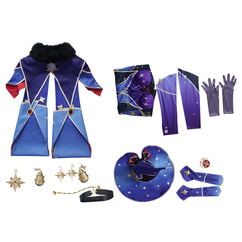 Genshin Impact Mona Megistus Cosplay Costume Anime Astrologist Purple Uniform Halloween Party Dress - Image 6