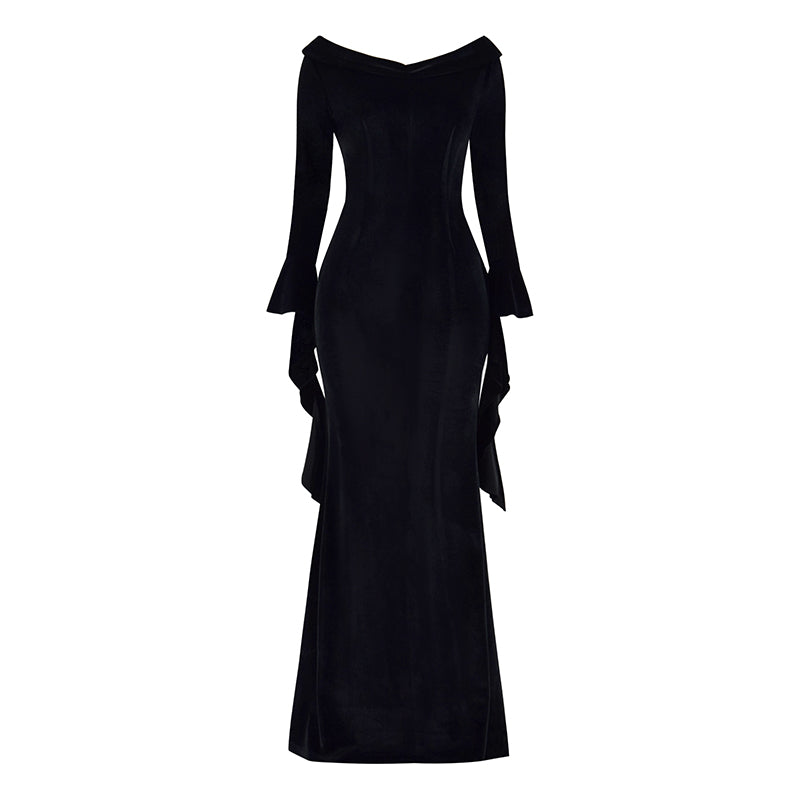 The Addams Family Morticia Cosplay Costume Morticia Addams Black Vintage Dress Halloween Suit