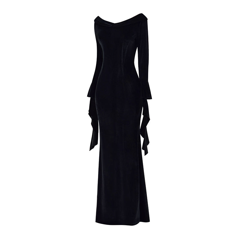 The Addams Family Morticia Cosplay Costume Morticia Addams Black Vintage Dress Halloween Suit - Image 3