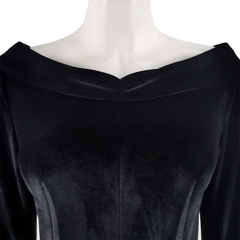 The Addams Family Morticia Cosplay Costume Morticia Addams Black Vintage Dress Halloween Suit - Image 6