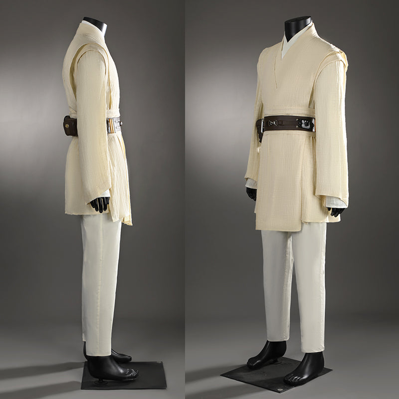 Obi-Wan Kenobi Cosplay Costume Attack of The Clones White Suit Halloween Outfit - Image 6