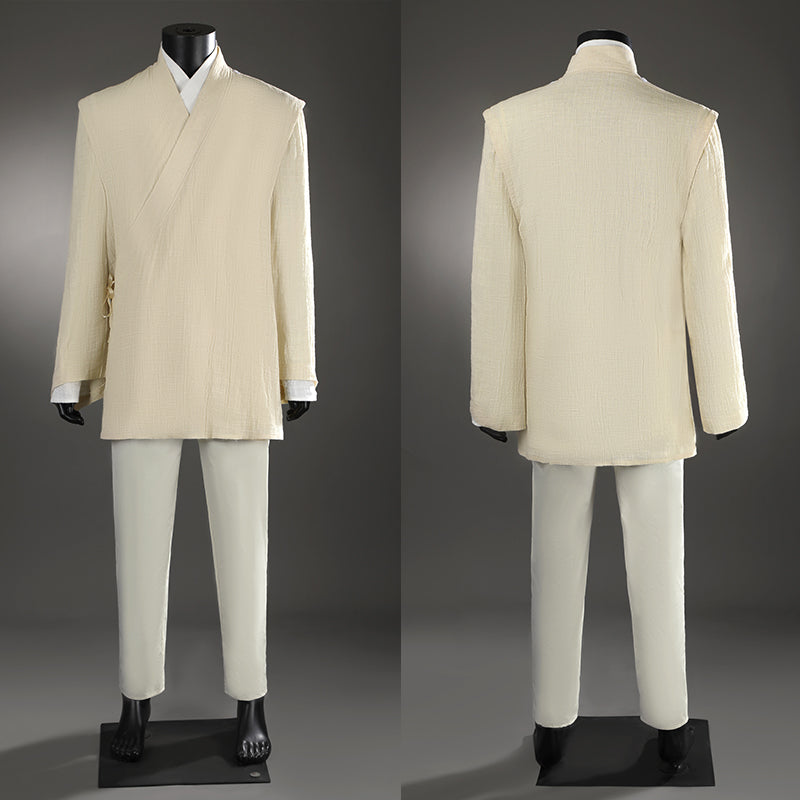 Obi-Wan Kenobi Cosplay Costume Attack of The Clones White Suit Halloween Outfit - Image 8