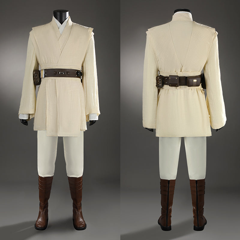 Obi-Wan Kenobi Cosplay Costume Attack of The Clones White Suit Halloween Outfit - Image 4
