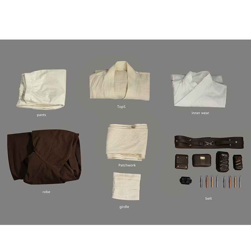 Obi-Wan Kenobi Cosplay Costume Attack of The Clones White Suit Halloween Outfit - Image 11