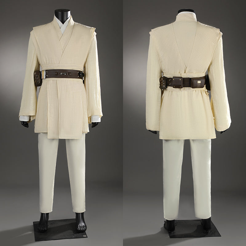 Obi-Wan Kenobi Cosplay Costume Attack of The Clones White Suit Halloween Outfit - Image 5