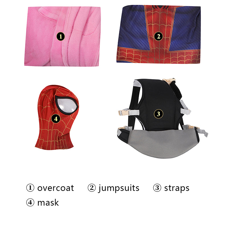 Spider-Man: Across The Spider-Verse Cosplay Costume Peter Parker Pink Robe Jumpsuit - Image 5