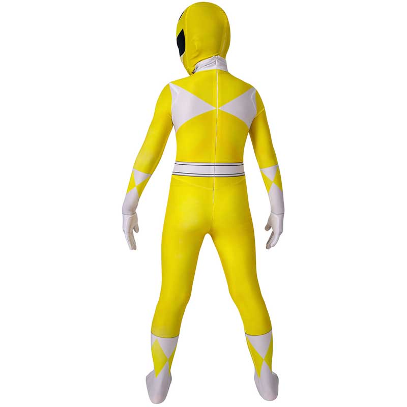 Kids Power Rangers Costume Yellow Ranger Cosplay Suit Zentai Jumpsuit - Image 6