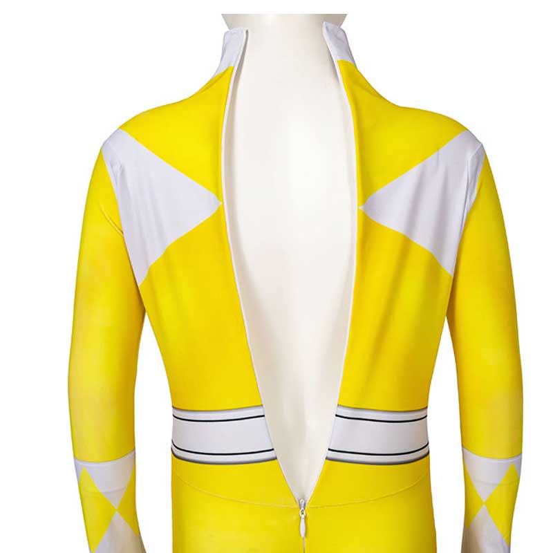 Kids Power Rangers Costume Yellow Ranger Cosplay Suit Zentai Jumpsuit - Image 8