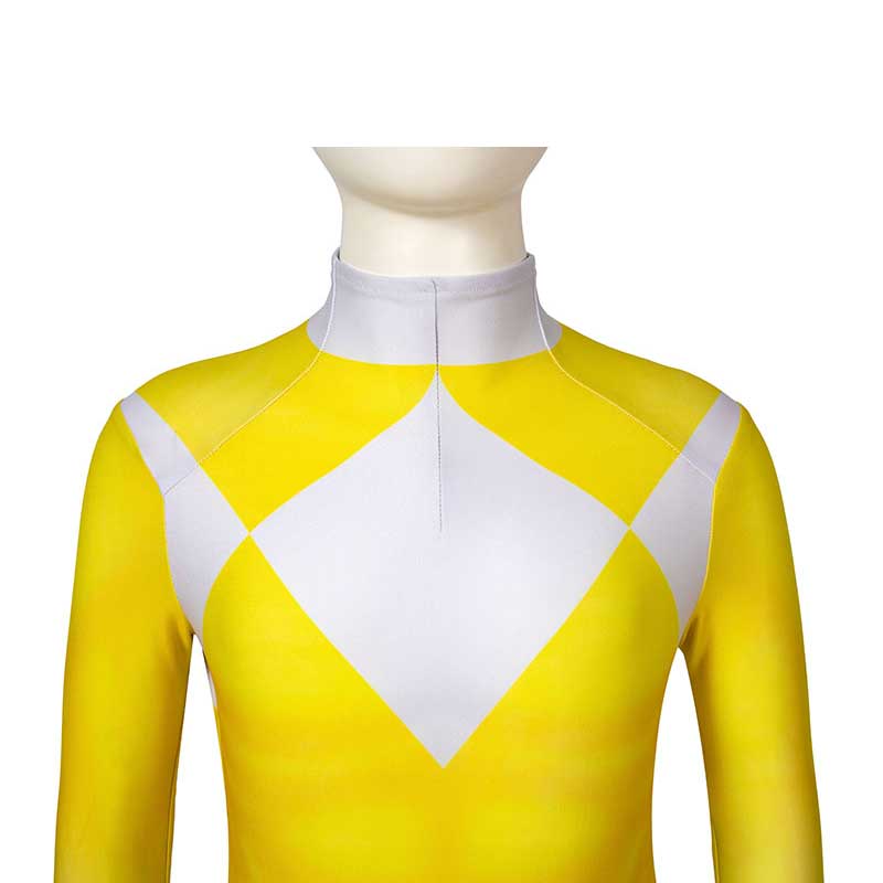 Kids Power Rangers Costume Yellow Ranger Cosplay Suit Zentai Jumpsuit - Image 10