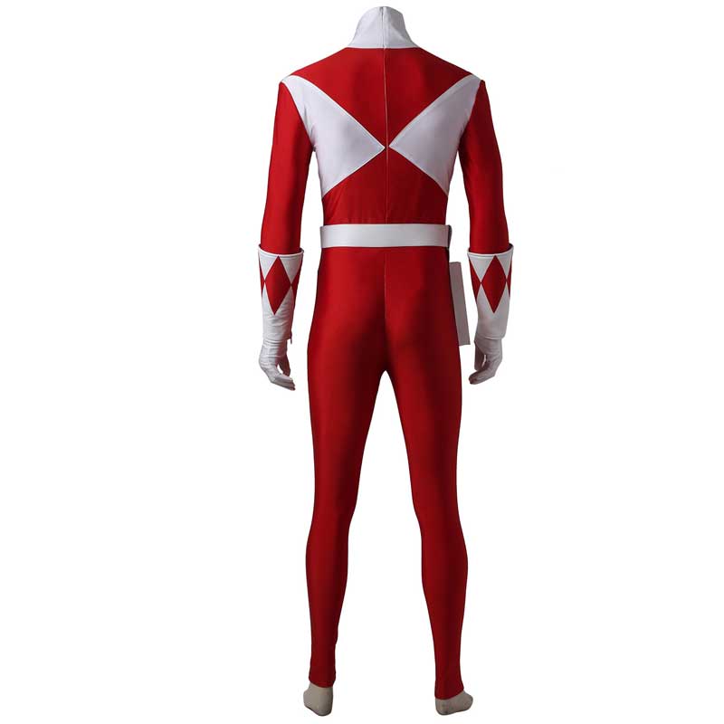 Power Rangers Costume Mighty Morphin Red Ranger Onesies Jumpsuit Zentai Bodysuit Boots Cosplay Adult - Image 5