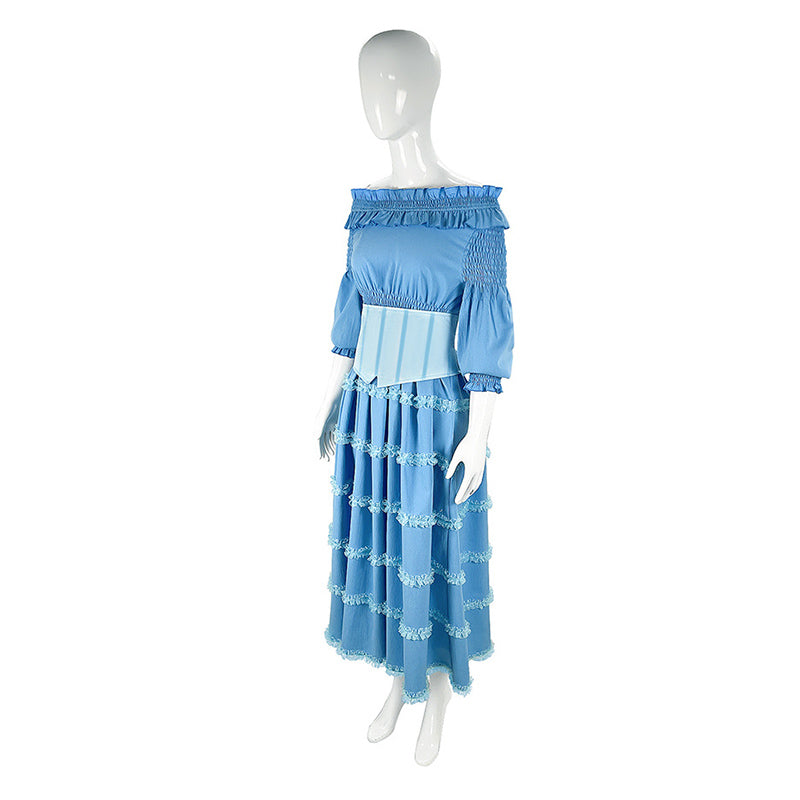 The Little Mermaid Princess Ariel Cosplay Costume Ariel Blue Dress Halloween Party Suit - Image 2