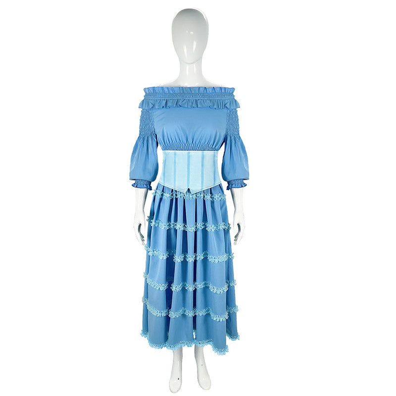 The Little Mermaid Princess Ariel Cosplay Costume Ariel Blue Dress Halloween Party Suit - Image 4