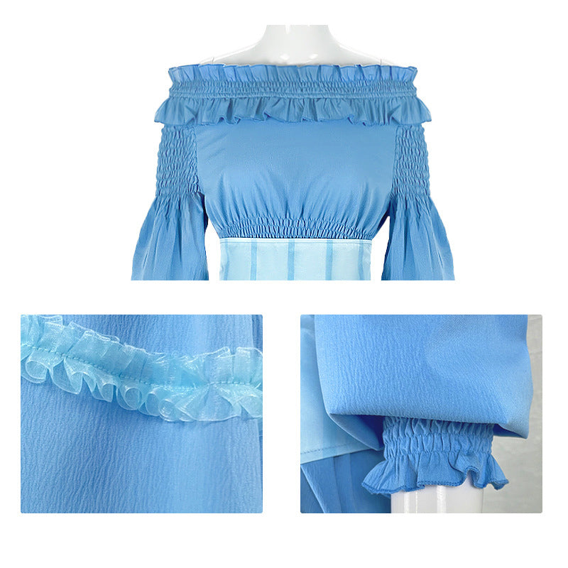 The Little Mermaid Princess Ariel Cosplay Costume Ariel Blue Dress Halloween Party Suit - Image 5