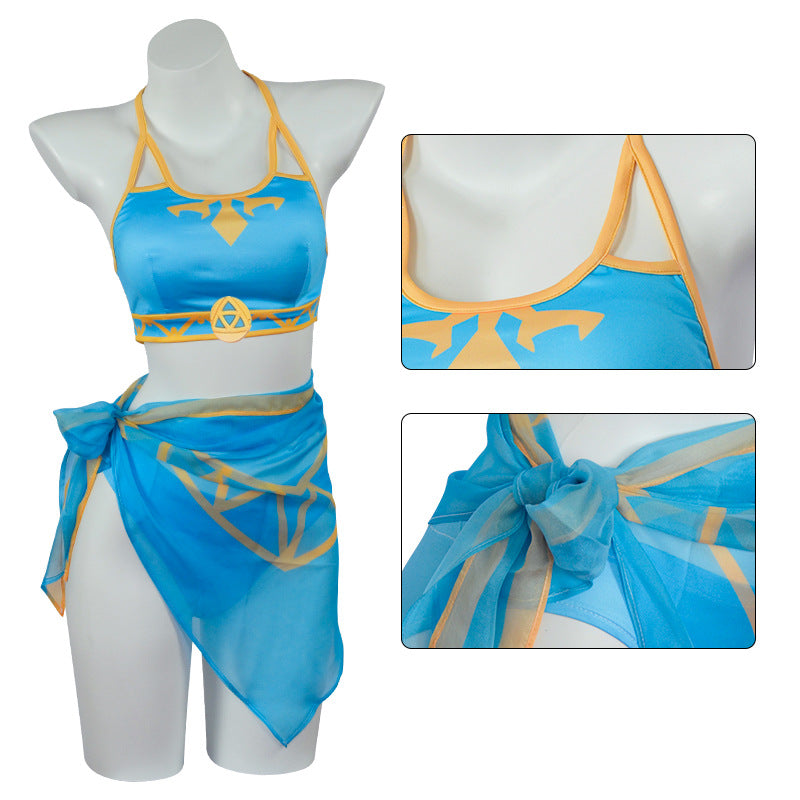 Tears of The Kingdom Cosplay Princess Zelda Swimsuit Costume Summer Wear Bikini - Image 5