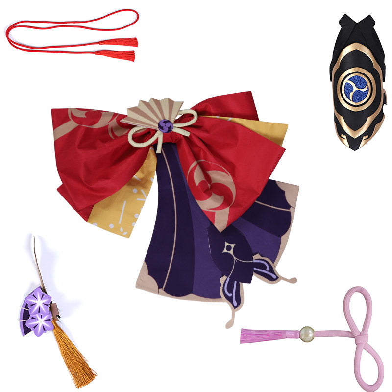 Genshin Impact Cosplay Raiden Shogun Costume Electro Archon Baal Dress Purple Kimono - Image 5