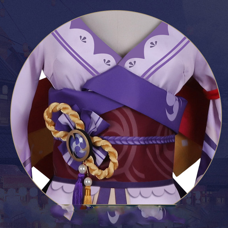 Genshin Impact Cosplay Raiden Shogun Costume Electro Archon Baal Dress Purple Kimono - Image 6