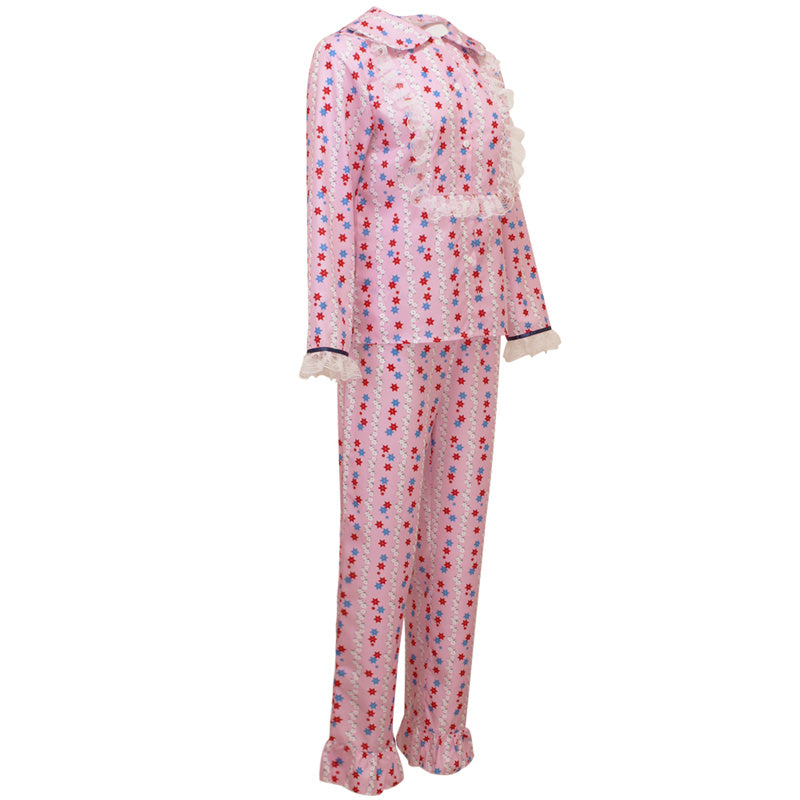 The Exorcist Regan Cosplay Costume Regan MacNeil Pink Top Pants Pajamas Halloween Outfit - Image 5