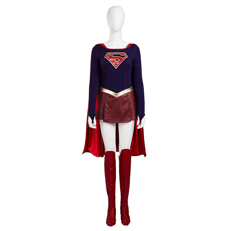 Supergirl Costume Kara Zor-El Kara Kent Cosplay Superhero Jumpsuit Women With Cloak - Image 2