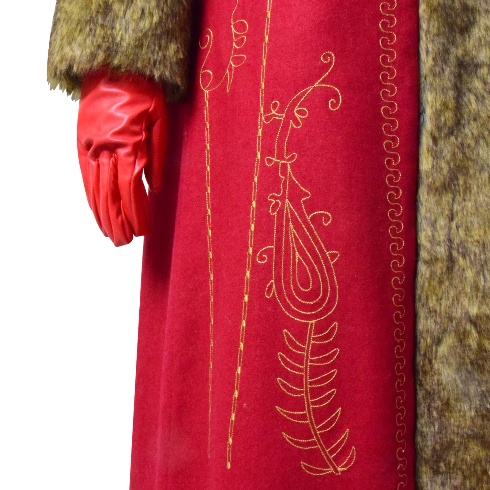 The Christmas Chronicles 2 Mrs. Claus Cosplay Costume Red Wool Long Coat Outfit - Image 9