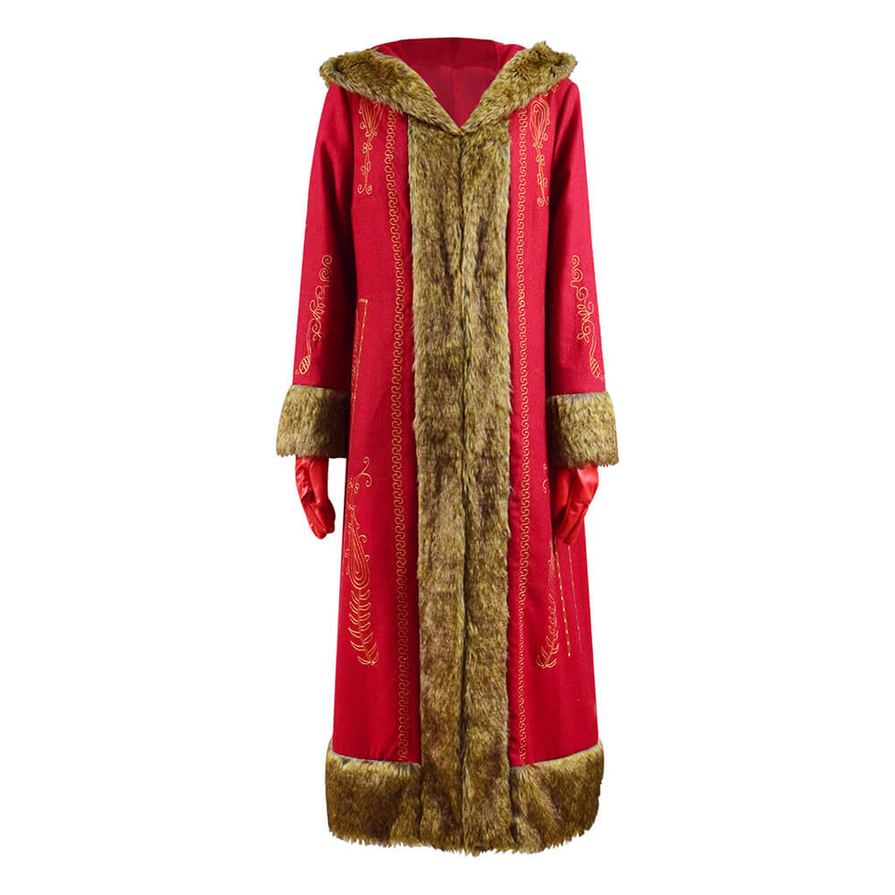 The Christmas Chronicles 2 Mrs. Claus Cosplay Costume Red Wool Long Coat Outfit - Image 2