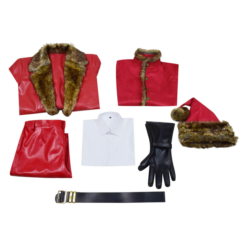 The Christmas Chronicles Santa Claus Cosplay Costume Red Shearling Coat Outfit Deluxe Version For Sale - Image 6