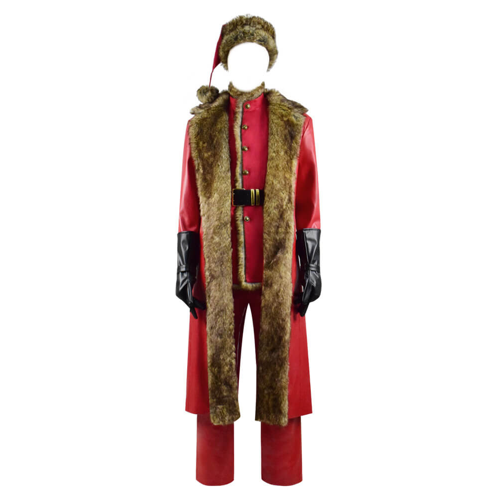 The Christmas Chronicles Santa Claus Cosplay Costume Red Shearling Coat Outfit Deluxe Version For Sale - Image 2