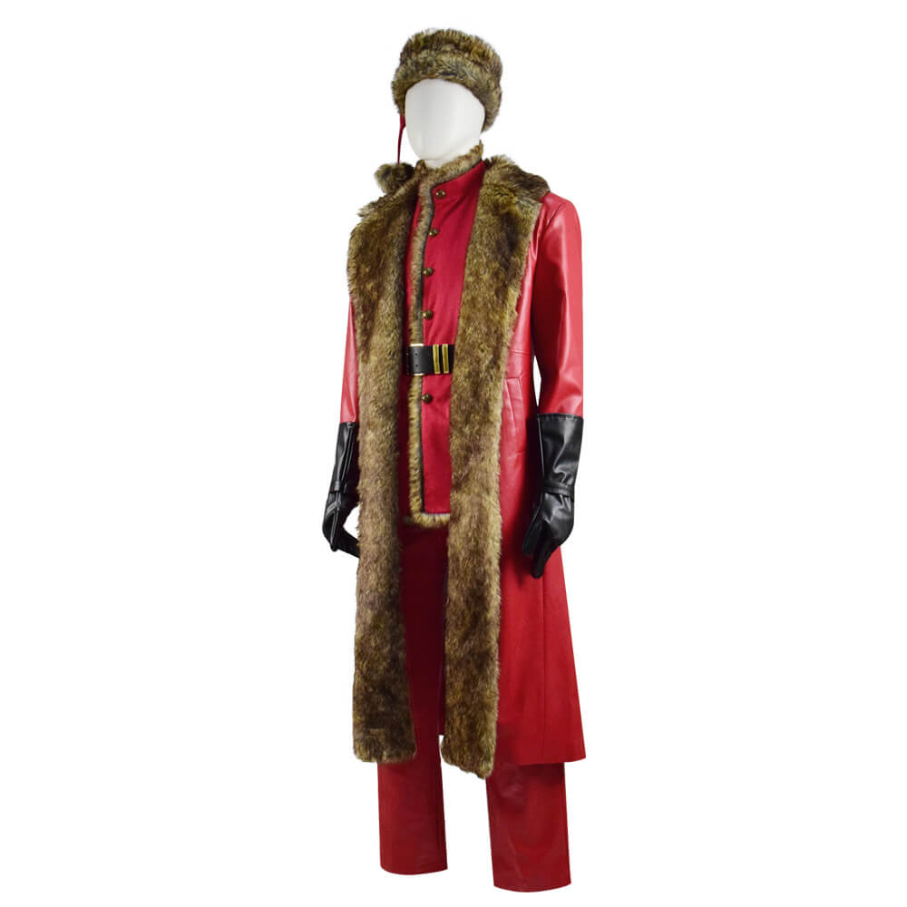 The Christmas Chronicles Santa Claus Cosplay Costume Red Shearling Coat Outfit Deluxe Version For Sale - Image 3