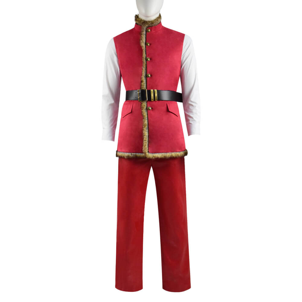 The Christmas Chronicles Santa Claus Cosplay Costume Red Shearling Coat Outfit Deluxe Version For Sale - Image 7
