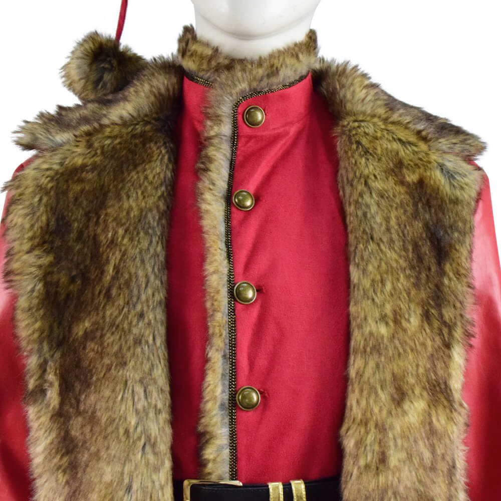 The Christmas Chronicles Santa Claus Cosplay Costume Red Shearling Coat Outfit Deluxe Version For Sale - Image 8