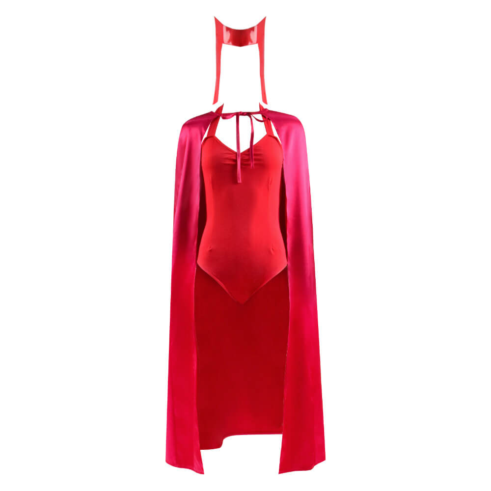 WandaVision Scarlet Witch Halloween Costume Wanda Maximoff Cosplay Red Jumpsuit Bodysuit - Image 2
