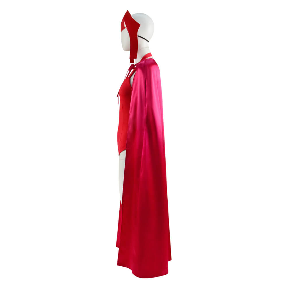 WandaVision Scarlet Witch Halloween Costume Wanda Maximoff Cosplay Red Jumpsuit Bodysuit - Image 4