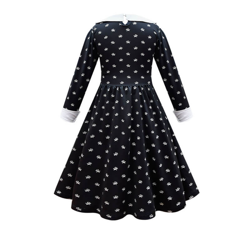 Girls Wednesday Addams Dress Wednesday Cosplay Wig Kids Wednesday Dress with Bag - Image 3