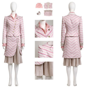 Glinda Wicked Witch Pink Stripe Suit Halloween Costume Outfit