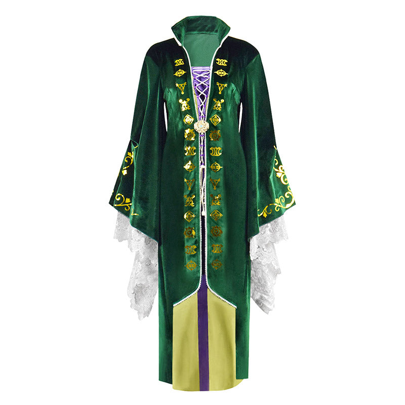 2022 Hocus Pocus 2 Winifred Sanderson Cosplay Costume Green Dress Halloween Suit - Image 2