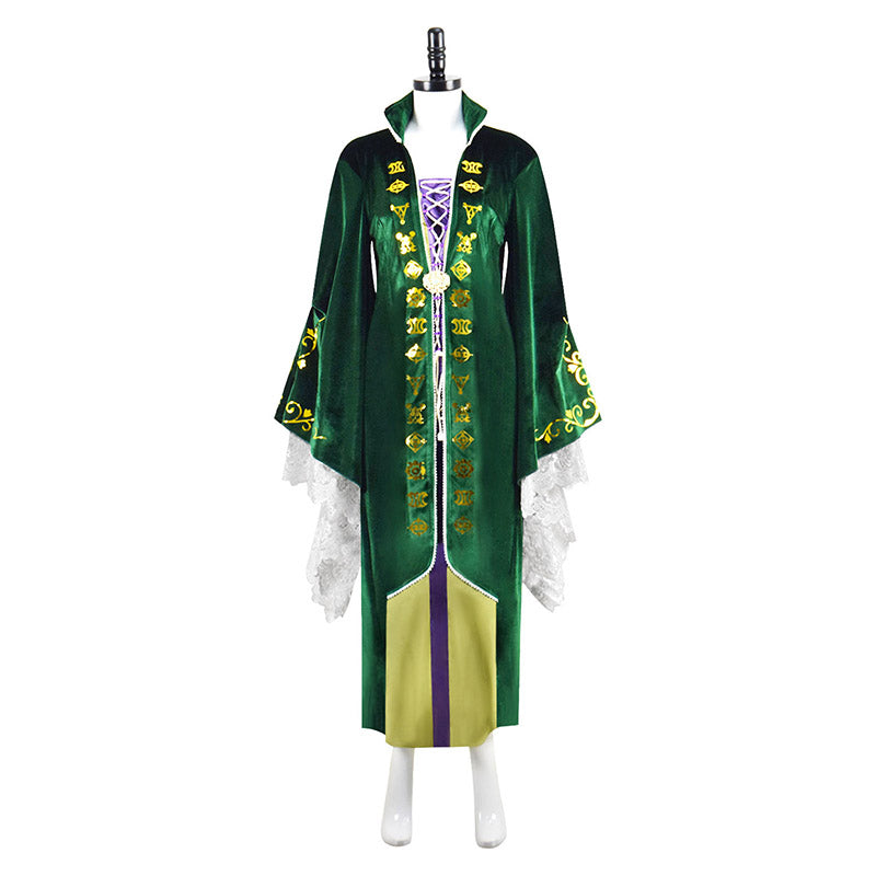 2022 Hocus Pocus 2 Winifred Sanderson Cosplay Costume Green Dress Halloween Suit - Image 3
