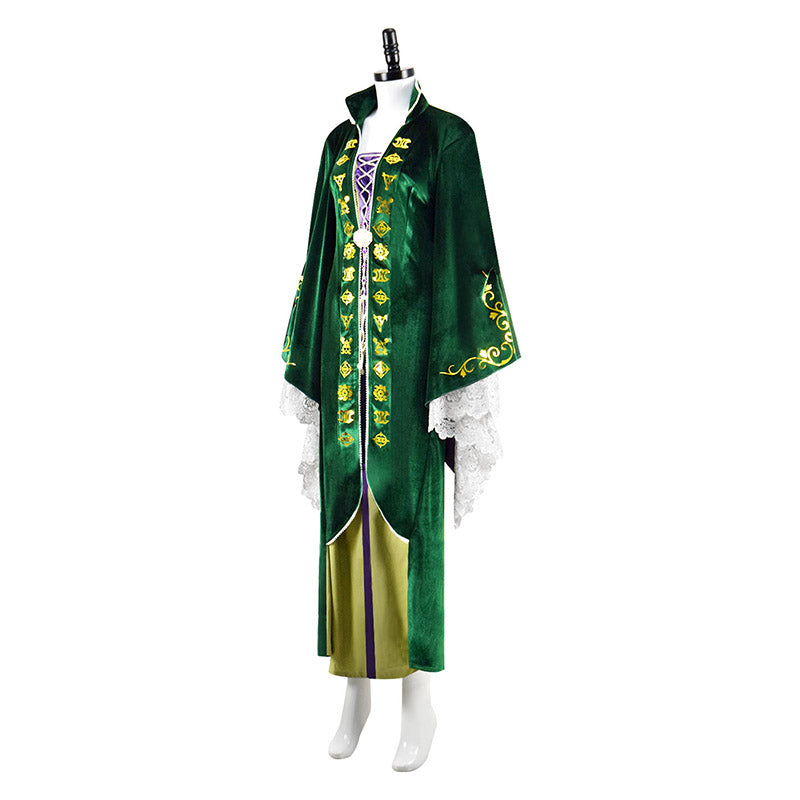 2022 Hocus Pocus 2 Winifred Sanderson Cosplay Costume Green Dress Halloween Suit - Image 5