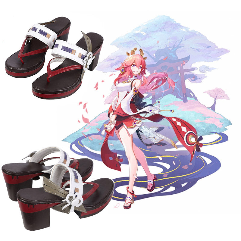 Yae Miko Cosplay Genshin Impact Costume Women Christmas Party Dress With Pink Wig Shoes - Image 19
