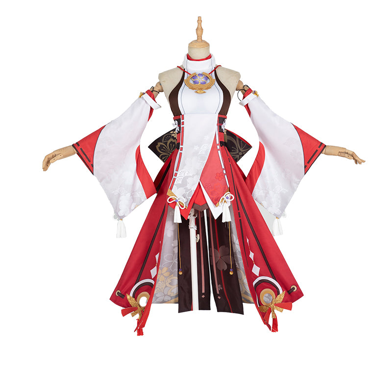 Yae Miko Cosplay Genshin Impact Costume Women Christmas Party Dress With Pink Wig Shoes - Image 3