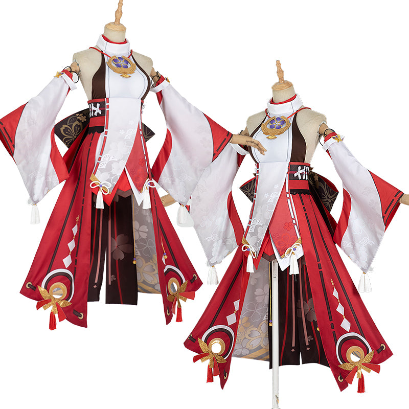 Yae Miko Cosplay Genshin Impact Costume Women Christmas Party Dress With Pink Wig Shoes - Image 4