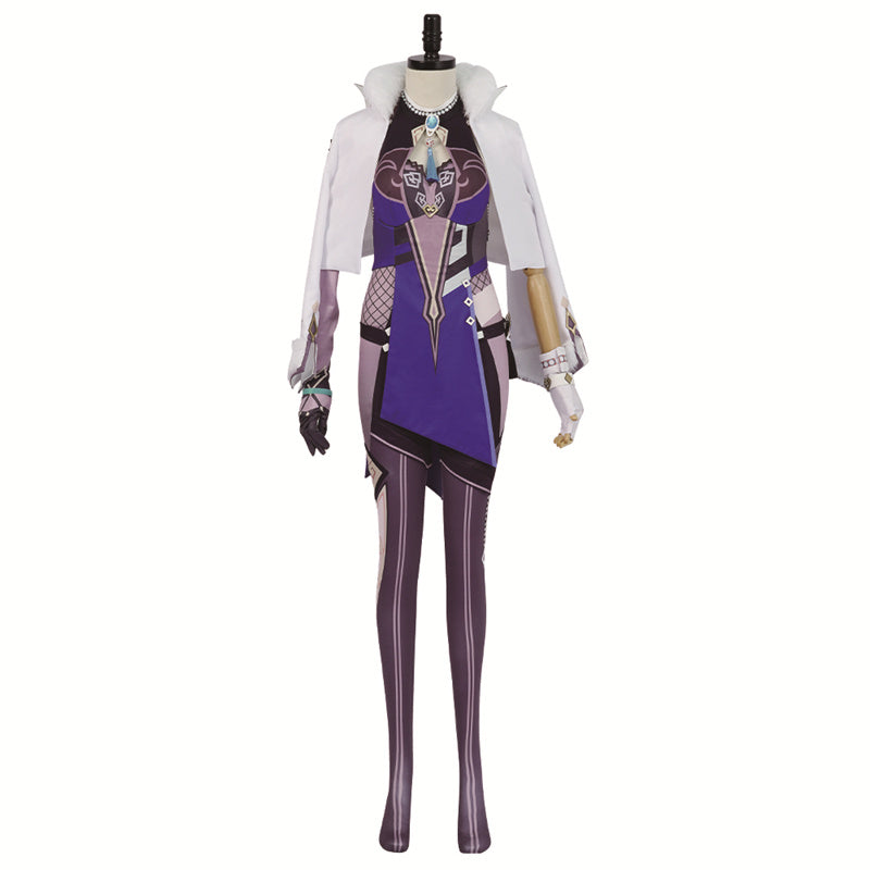 Genshin Impact Yelan Cosplay Costume Gameplay Character Yelan Night Orchid Purple Uniform Halloween Party Suit - Image 2