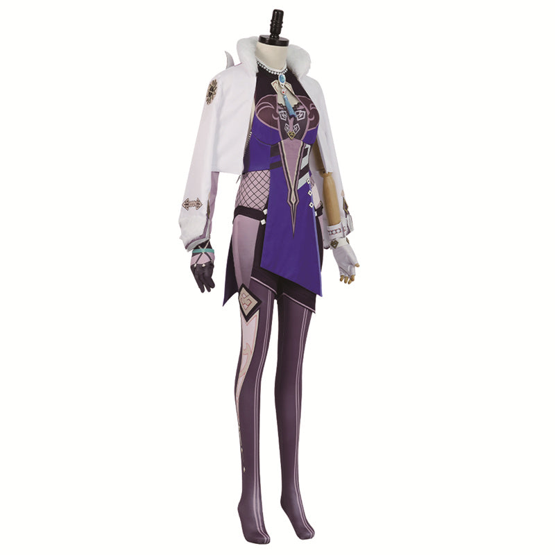 Genshin Impact Yelan Cosplay Costume Gameplay Character Yelan Night Orchid Purple Uniform Halloween Party Suit - Image 3