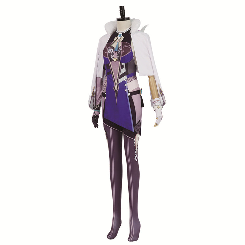 Genshin Impact Yelan Cosplay Costume Gameplay Character Yelan Night Orchid Purple Uniform Halloween Party Suit - Image 4