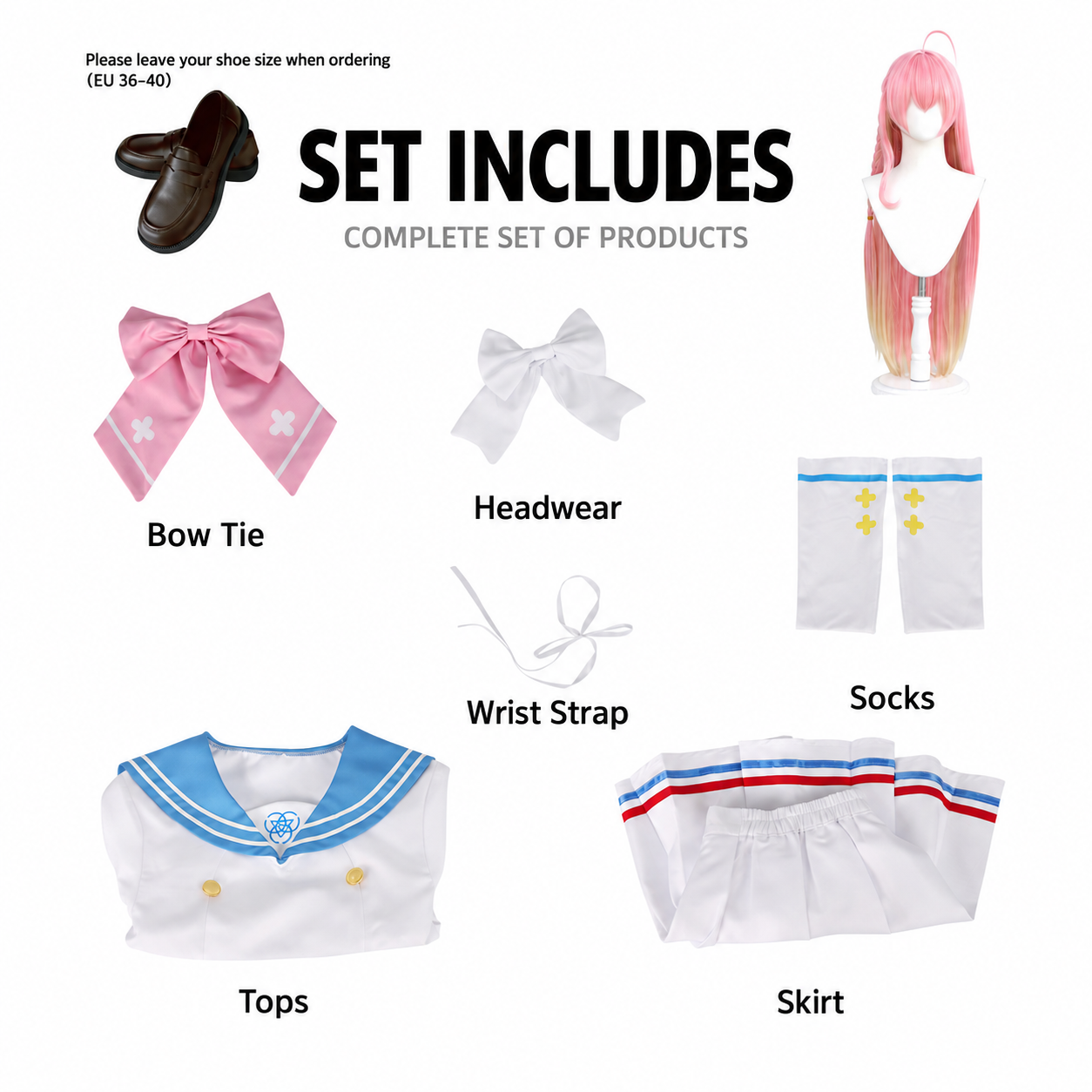 Blue Archive Urawa Hanako Sailor Uniform Cosplay Costume - Image 9