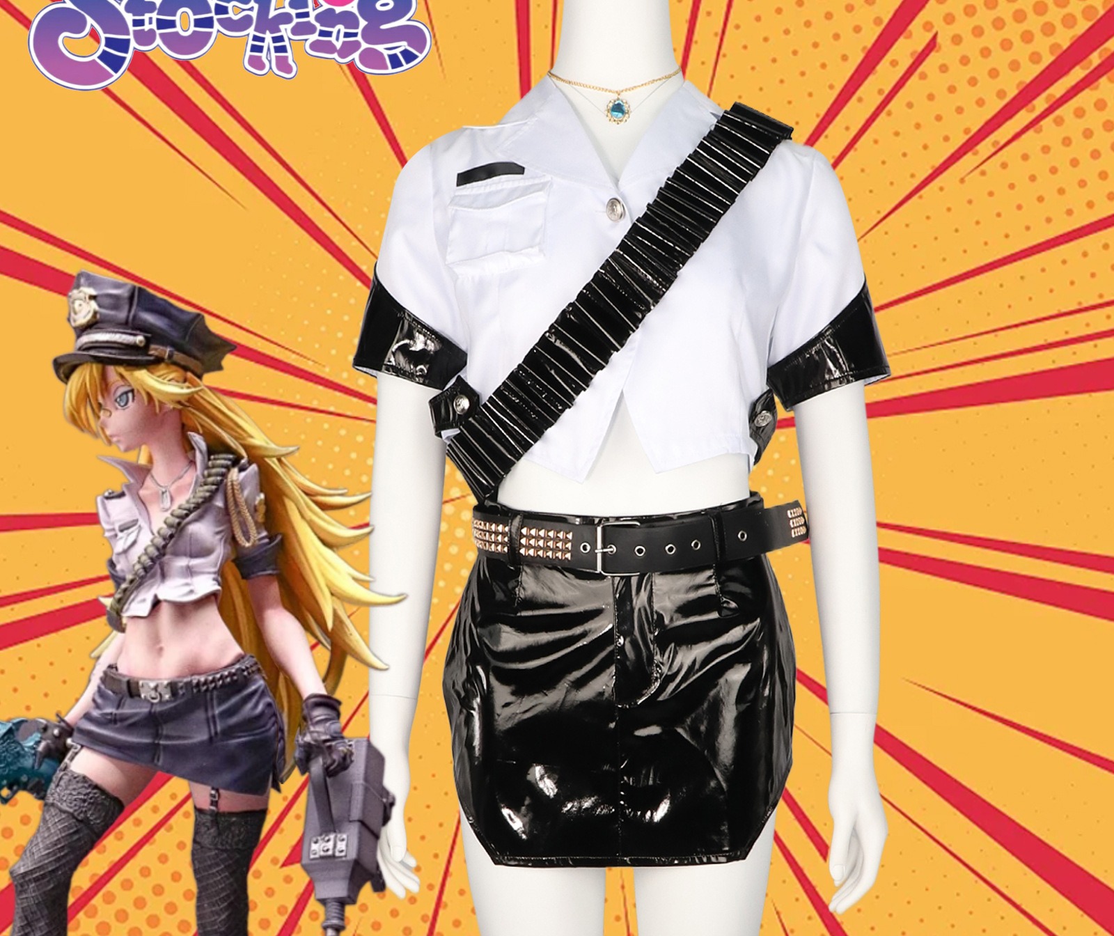 Panty & Stocking Panty Stocking Officer Uniform Cosplay Costume - Image 16