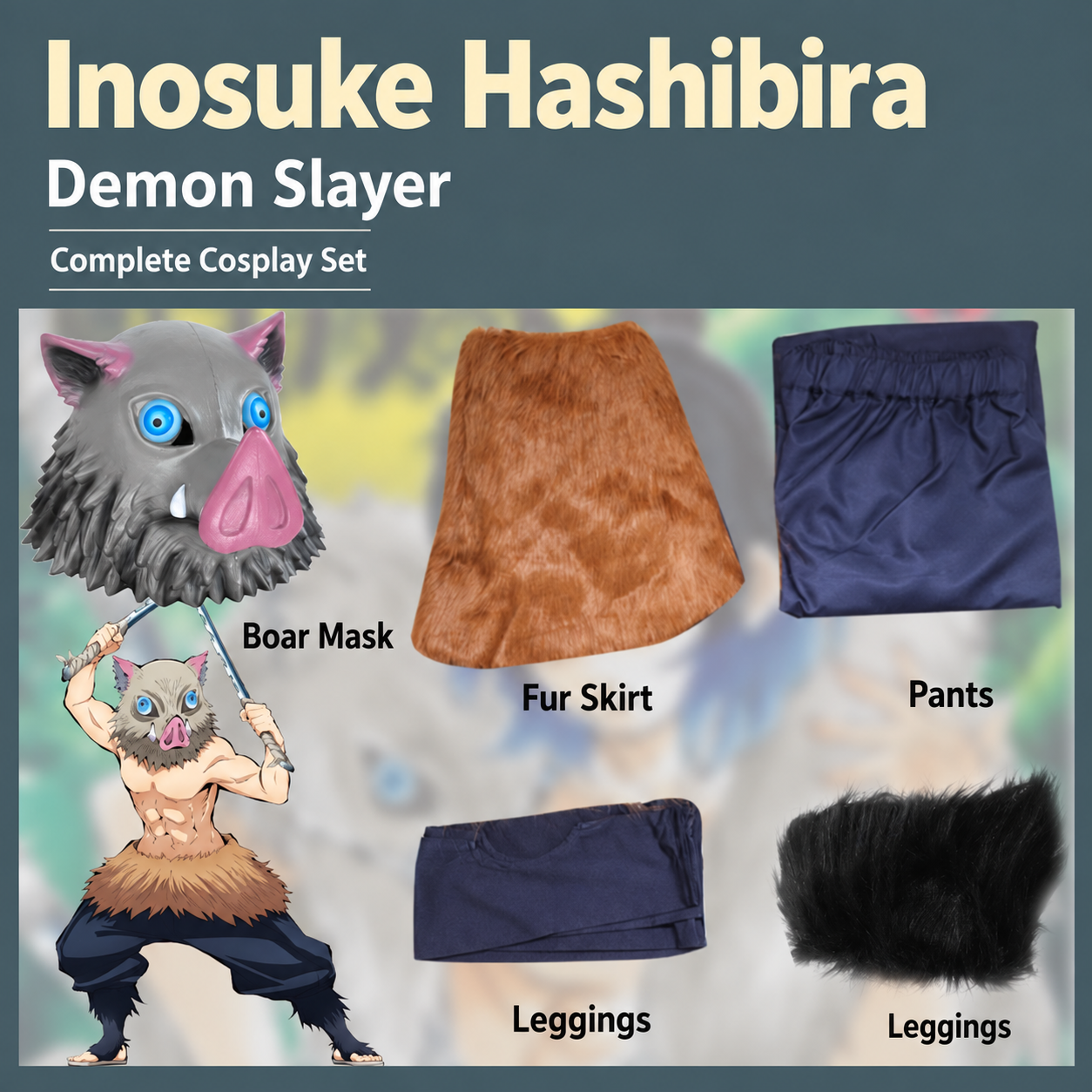 Demon Slayer Inosuke Hashibira Cosplay Costume - Image 4